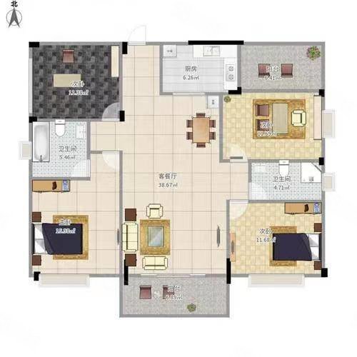 天宇城3室2厅2卫108㎡南北58.8万