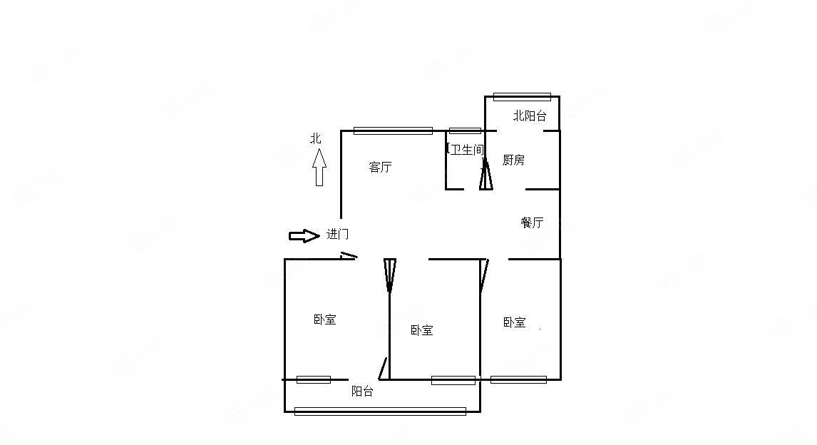 电厂家属院(西区)3室2厅1卫96.2㎡南北39万