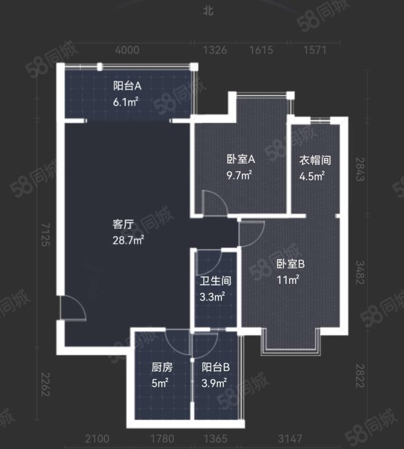 长融一代天骄南区2室2厅1卫86㎡北115万