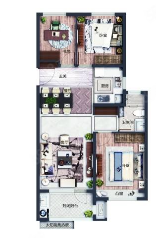 宏程国际广场3室2厅1卫109.33㎡南北58万