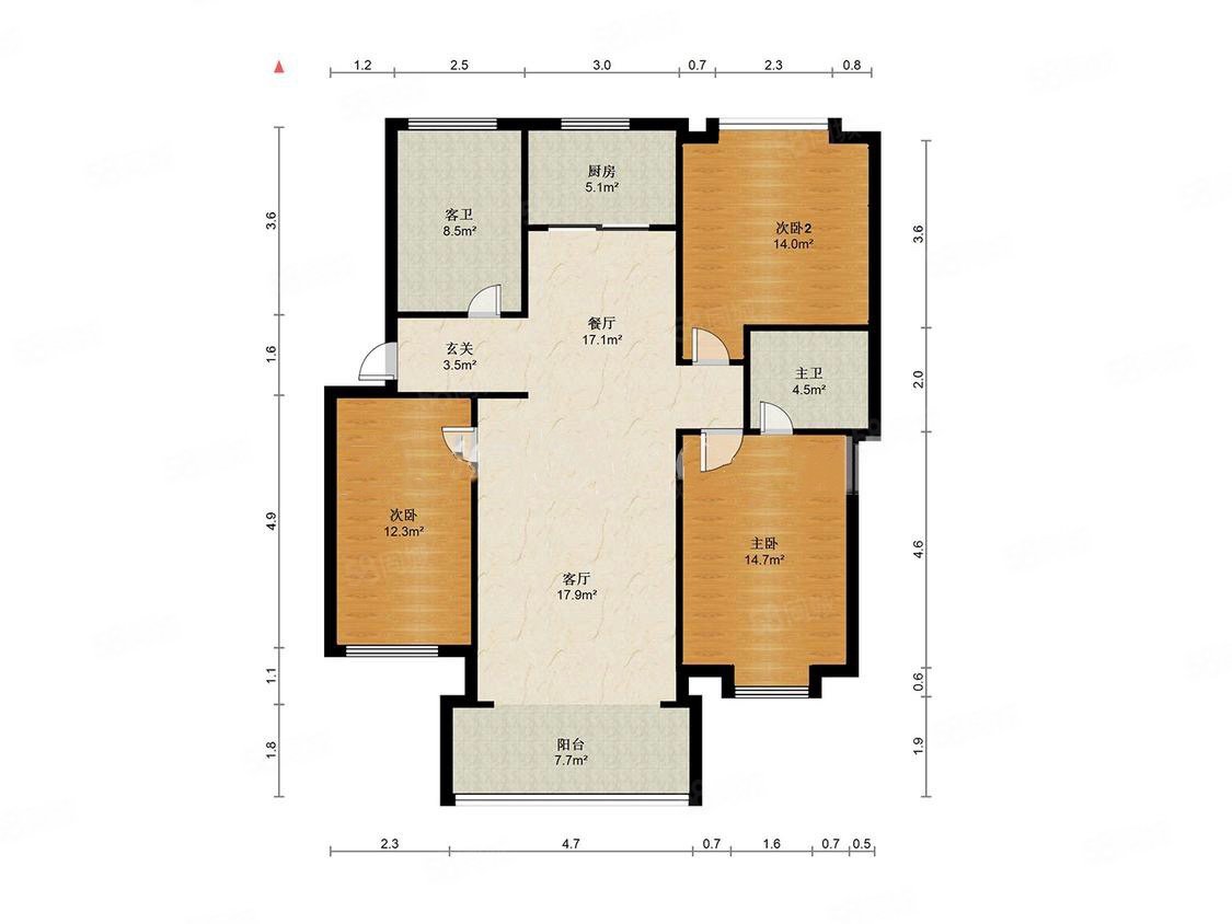 宗宅二区3室2厅2卫710㎡南北1060万