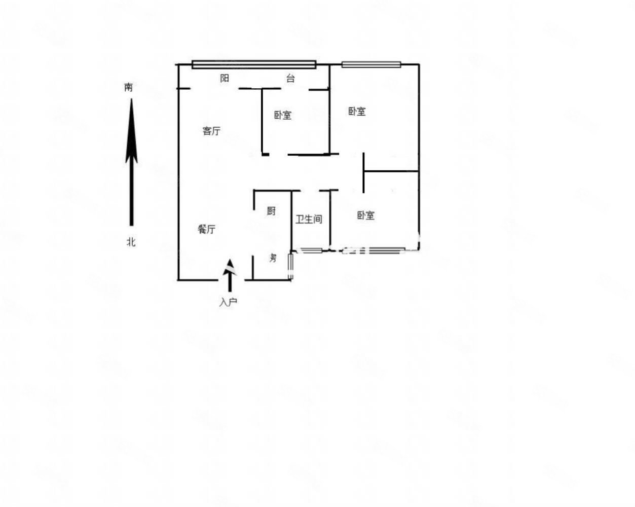 枣树园3室2厅2卫108㎡南北56万