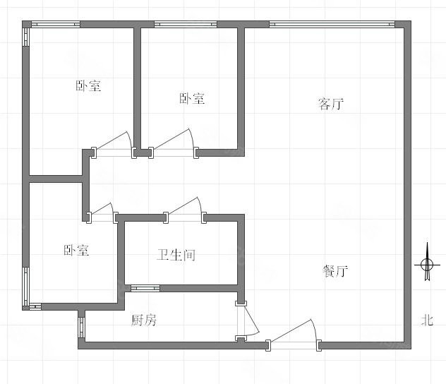 宏城名都(B区)3室2厅1卫93.93㎡南北70万