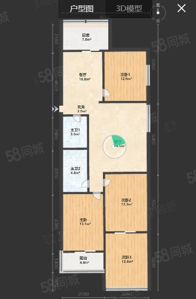 联丰山庄4室2厅2卫142.92㎡南北83万