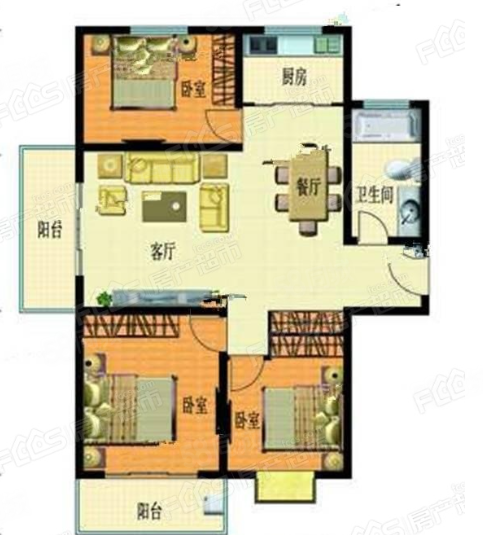 四川成都成华万年场锦绣东方(一期成华)南北方向3室1厅1卫81.3㎡总价200万