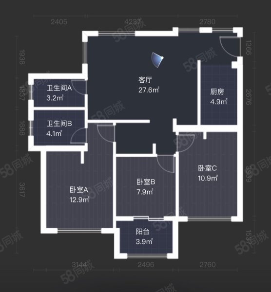 东边套全明好户型 清爽装修 采光好 毗邻正大广场,正大城-乐清58同城