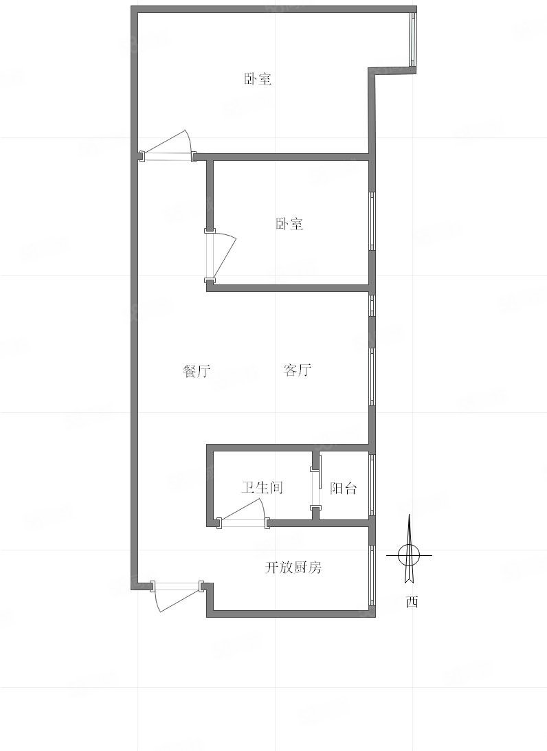 北城国际中心2室2厅1卫62.36㎡南93.5万