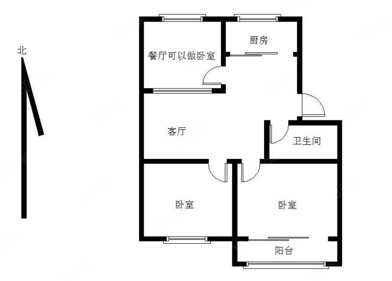 银泰名都花园3室1厅1卫87.75㎡南北55万