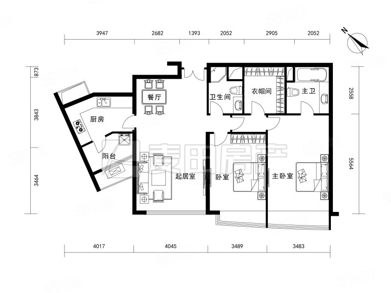 新城国际2室2厅2卫135.96㎡南1680万