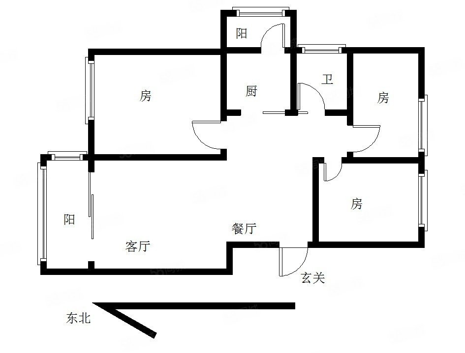 江南第一城3室2厅2卫97.93㎡东北230万