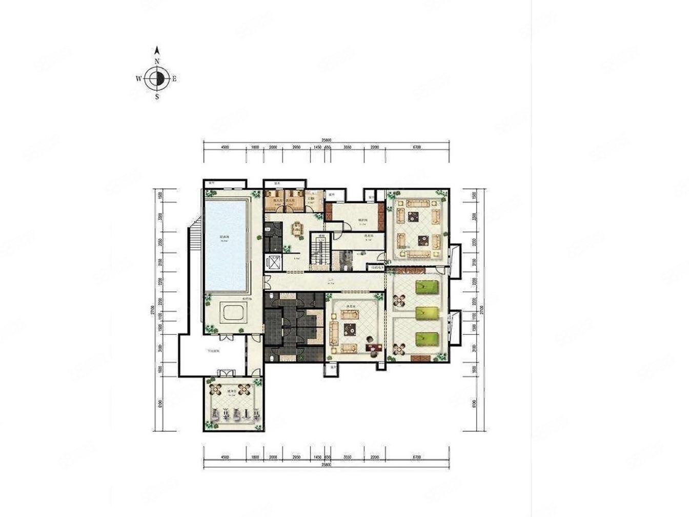 龍湖頤和原著6室3廳5衛(wèi)1096㎡南北18000萬