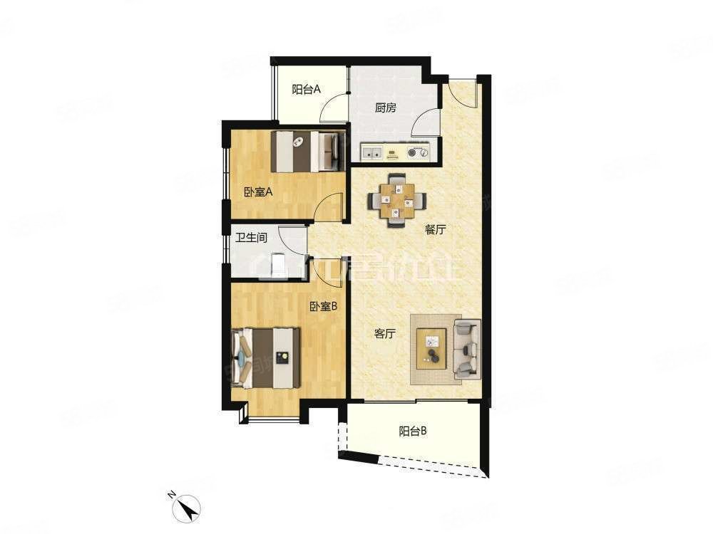 华荟明苑2室1厅1卫76㎡南北270万