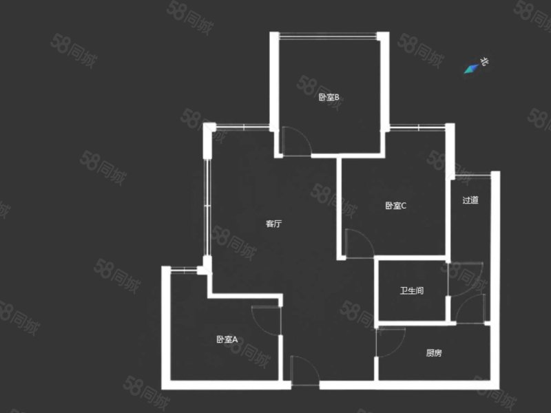 蓝光COCO国际(二期)3室1厅1卫65㎡南110万