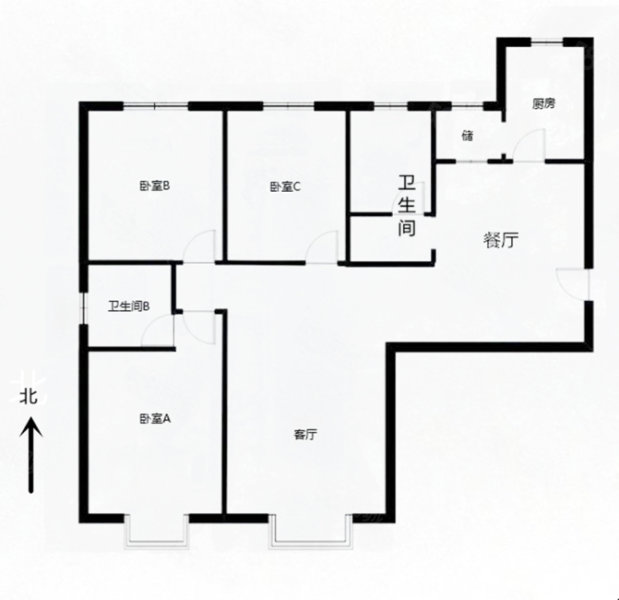 万达广场B2南区3室2厅2卫133.88㎡南北164.5万