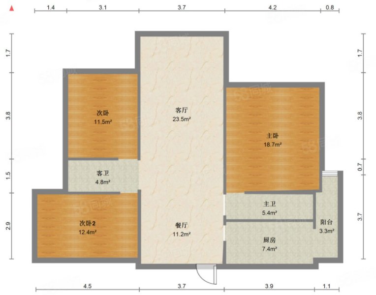 滟澜洲花漾里3室2厅2卫89㎡南北56.8万