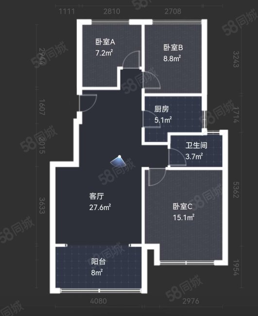 文一名都3室2厅1卫89.14㎡南116万