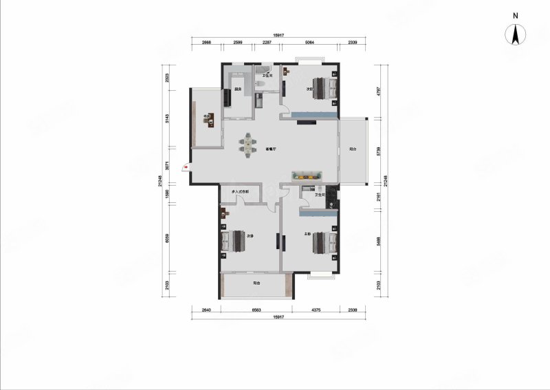 清扬御庭4室2厅2卫140.57㎡南北215万