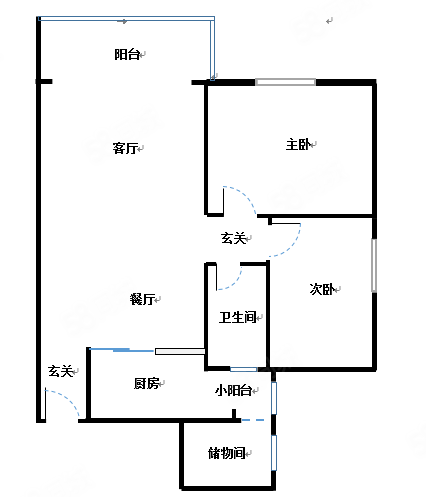 茗苑花园2室2厅1卫98㎡南北55万