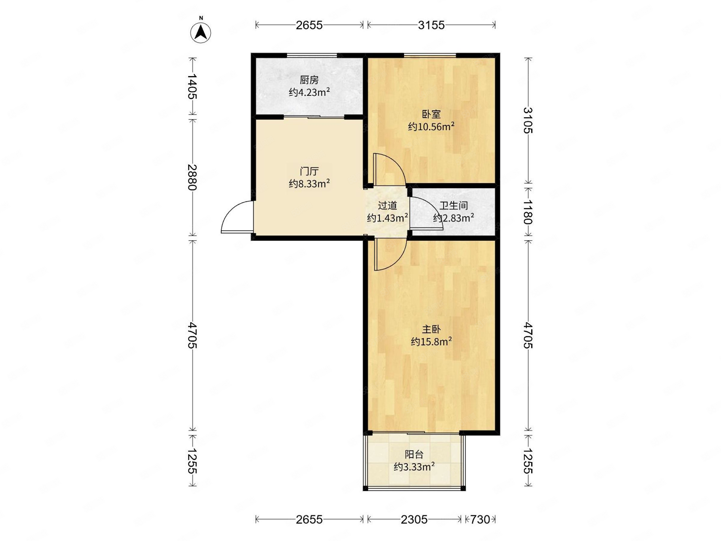 雙峪小區(qū)2室1廳1衛(wèi)54.06㎡南北140萬