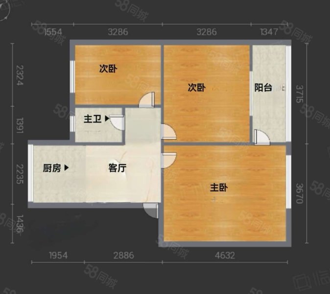 长江二路157-165号小区2室2厅1卫61.69㎡南北52万