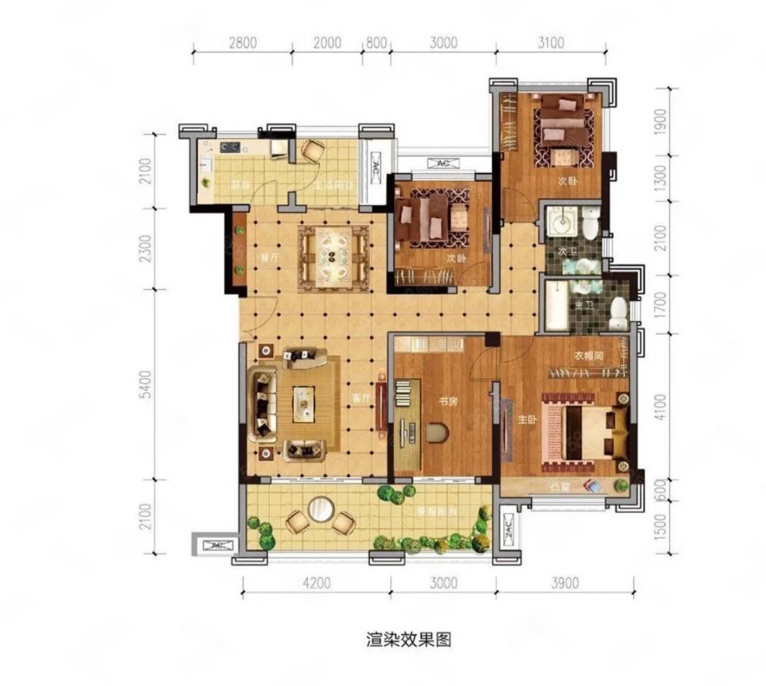 中建幸福城a区4室2厅2卫169㎡南108万