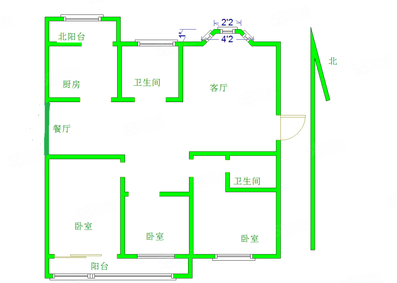 柳泉花园3室2厅2卫133㎡南北105万