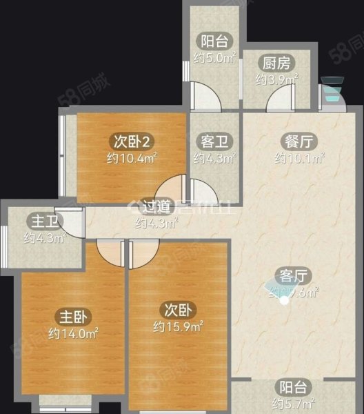 元琦林居3室2厅2卫108㎡南76万