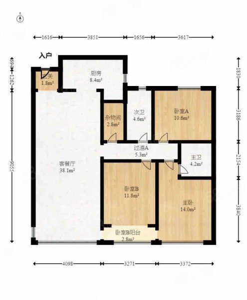 远洋外滩壹号3室2厅2卫137.71㎡南北270万