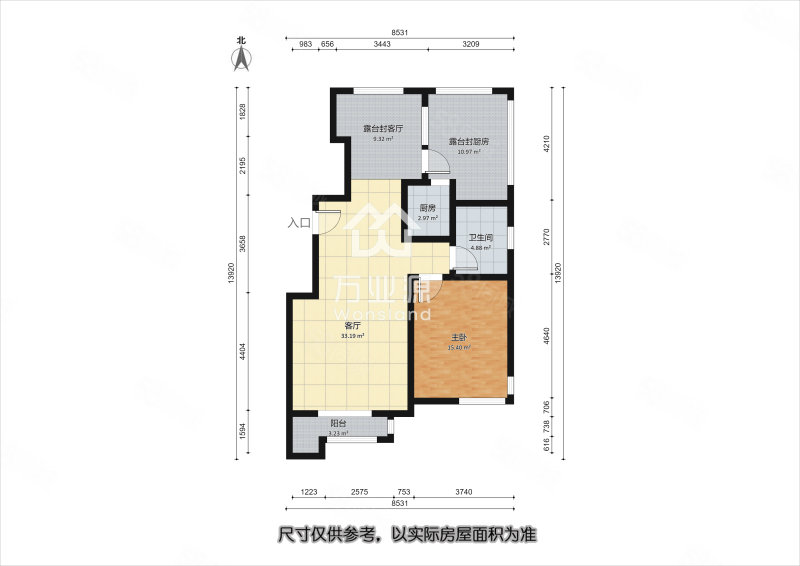 碧海鸿庭1室1厅1卫73.83㎡南北145万