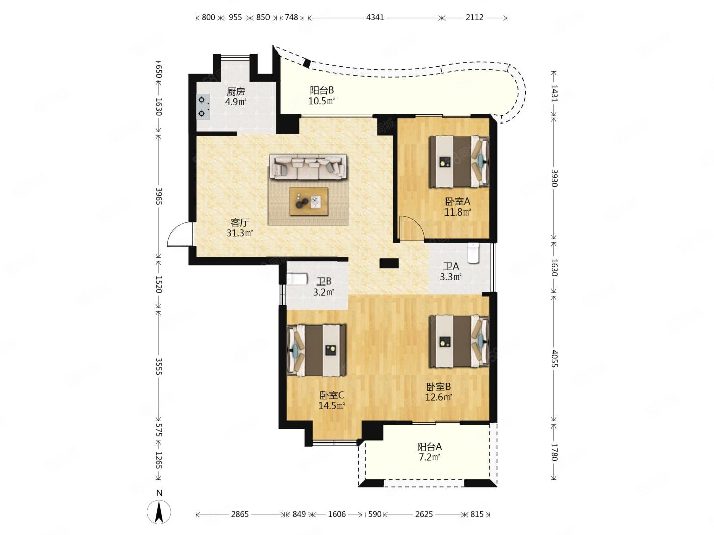 地铁4号线 祥浦苑 毛坯大三房 花海公园 东部办公区,祥浦苑-福州58