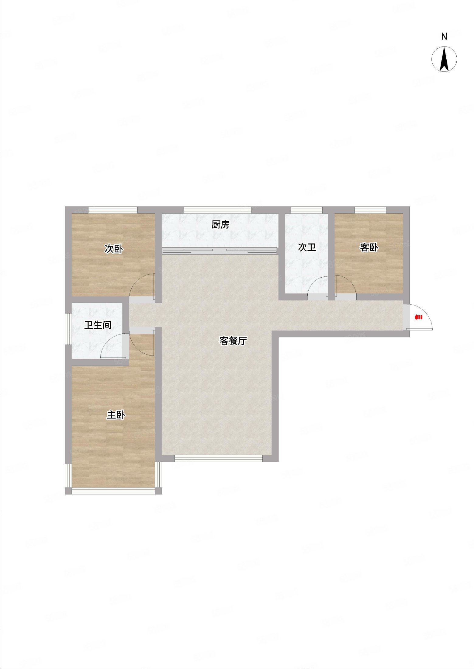 华泰雅园小区2室2厅1卫95.52㎡南北82万