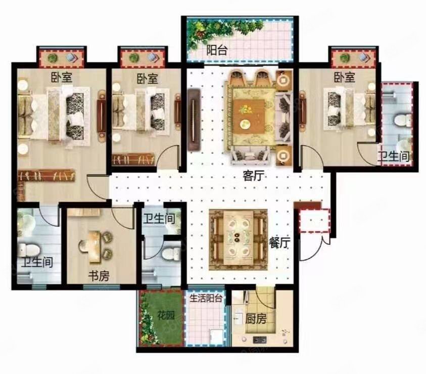 馨怡花园4室2厅2卫190㎡南北60万