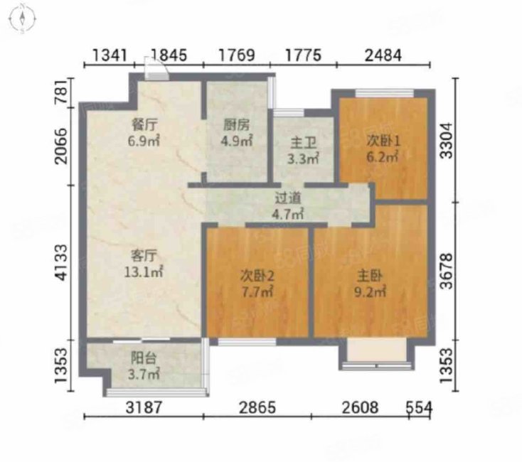 中海城A区3室2厅1卫89.82㎡南99万