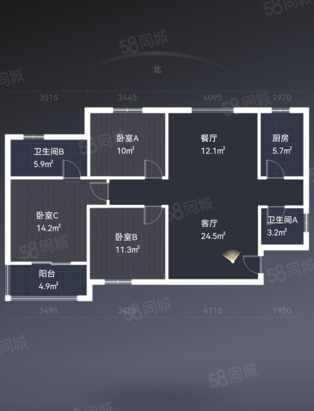 丽彩溪悦城3室2厅2卫122.4㎡南北85万