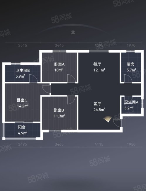 丽彩溪悦城3室2厅2卫122.4㎡南北85万