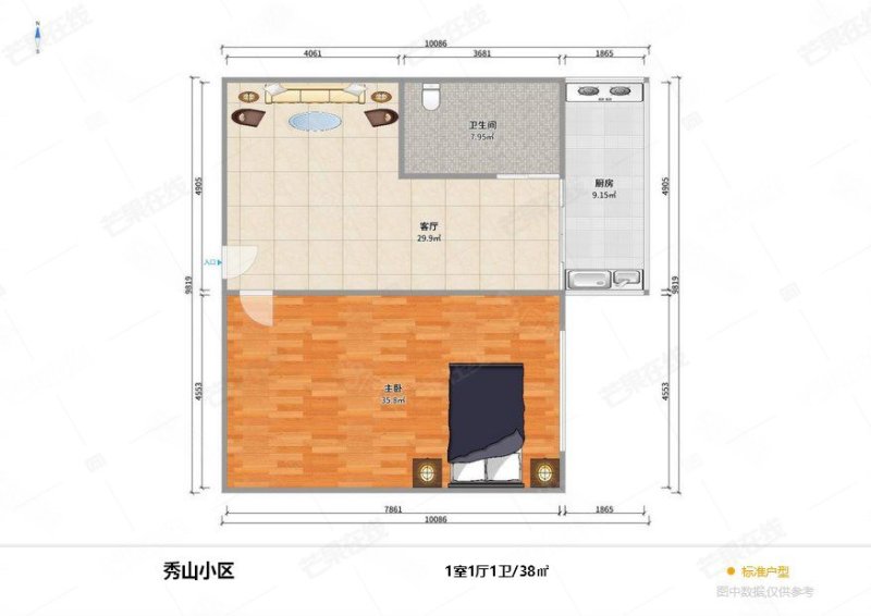 秀山社区(南关路北巷西)1室1厅1卫38㎡东46万