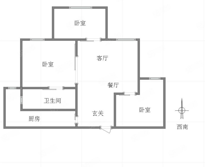 蓝光御江台(2期)3室1厅1卫66㎡南北74万