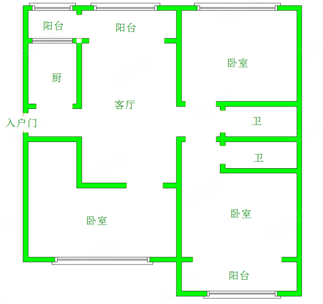 龙腾天下城C区龙腾誉城3室2厅1卫124.33㎡南北75万