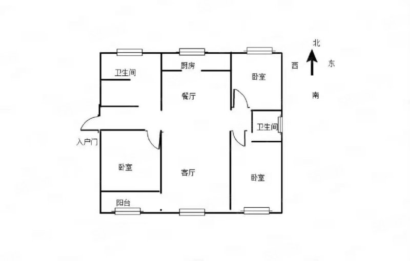 正元3室2厅1卫120㎡南北73万