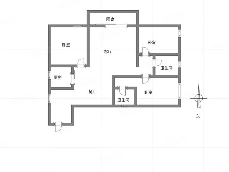 万象时代3室2厅2卫106.78㎡南北106万