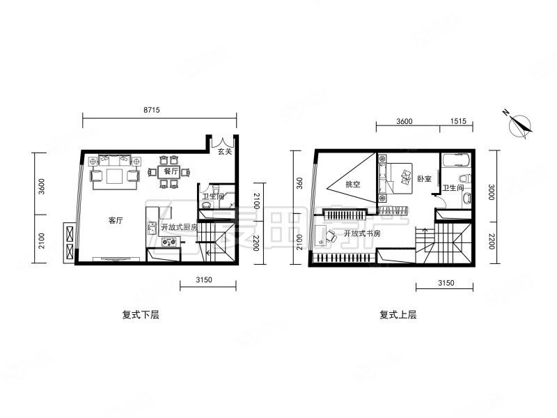 新城国际2室2厅2卫133.94㎡西北1200万