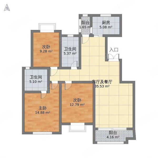 江南世纪城3室2厅2卫153.5㎡南北128万