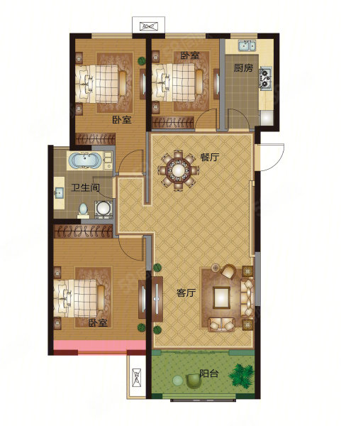 镇中南路17号小区3室2厅1卫150㎡南北105万