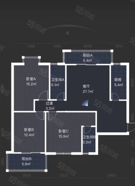 六一佳园3室2厅2卫122.48㎡西南126万