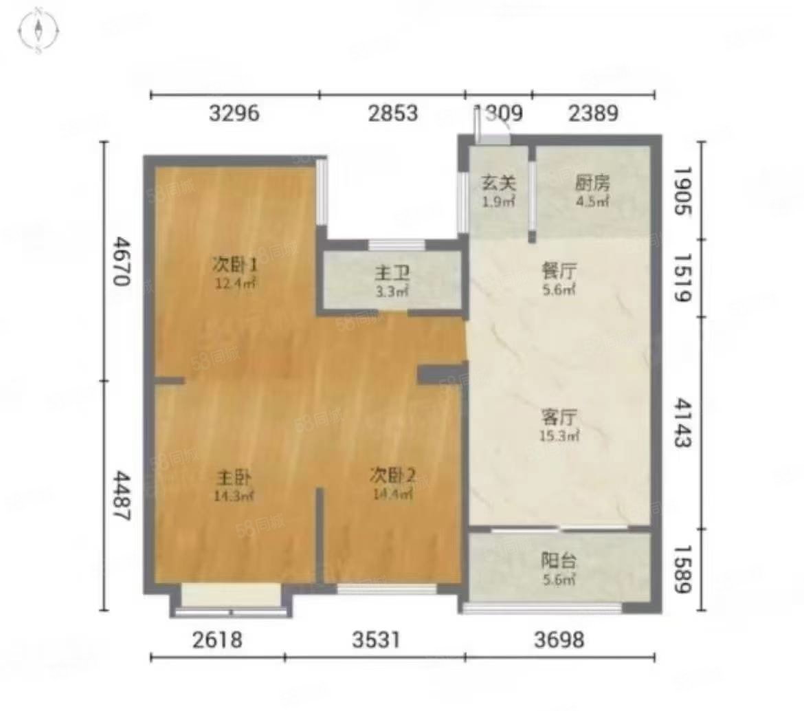 南桥丽景3室2厅1卫100㎡南北18万