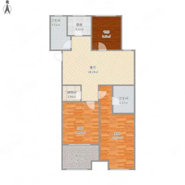 幸福立方2室2厅1卫88㎡南北44万