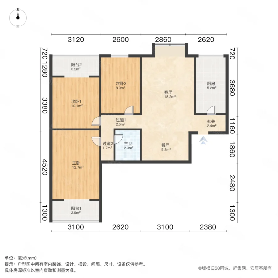 锦都苑3室2厅1卫101㎡南北101万