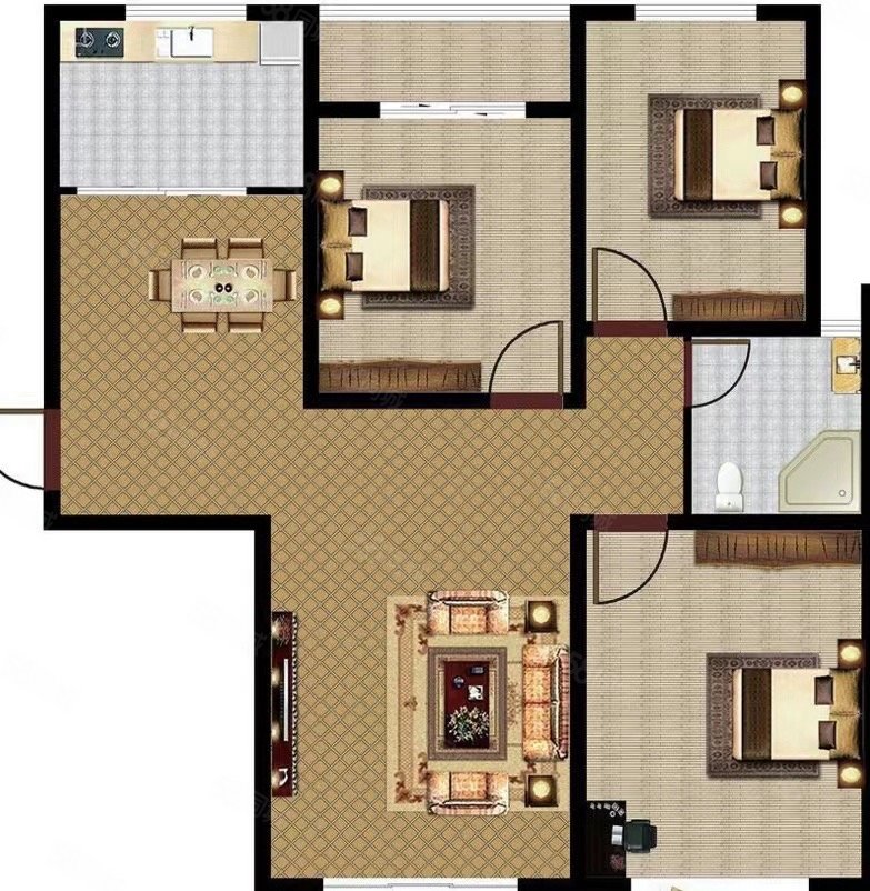 远达御景3室2厅2卫103㎡西南75万