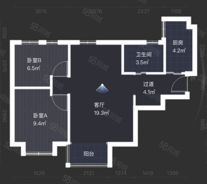 南洲名苑2室2厅1卫64.53㎡南北230万