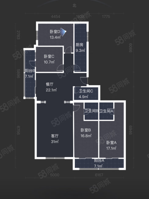 丰汇园小区4室2厅3卫191.3㎡南北2788万